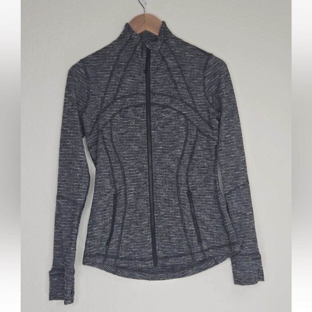 Lululemon Define Jacket Coco Pique Black White Heathered Gray Size 6 Womens